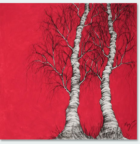 Birches Red by Maria Morgan